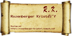 Rozenberger Kristóf névjegykártya